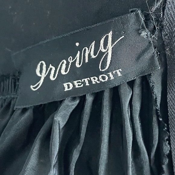 Vintage 40s Party Dress Black Taffeta with Scalloped Lace Hem Irving Detroit - Picture 14 of 14